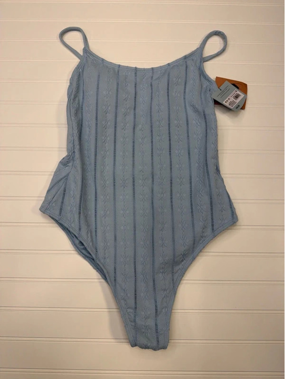 Shade & Shore Light Blue Embroidered One Piece Swimsuit Size M